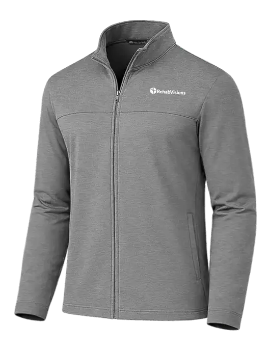 TravisMathew Dark Medium Grey Newport Full-Zip Fleece Jacket w/RehabVisions POST Logo