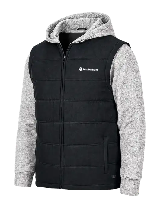 TravisMathew Tides Up Hooded Black/Light Gray Heather Jacket w/RehabVisions POST Logo