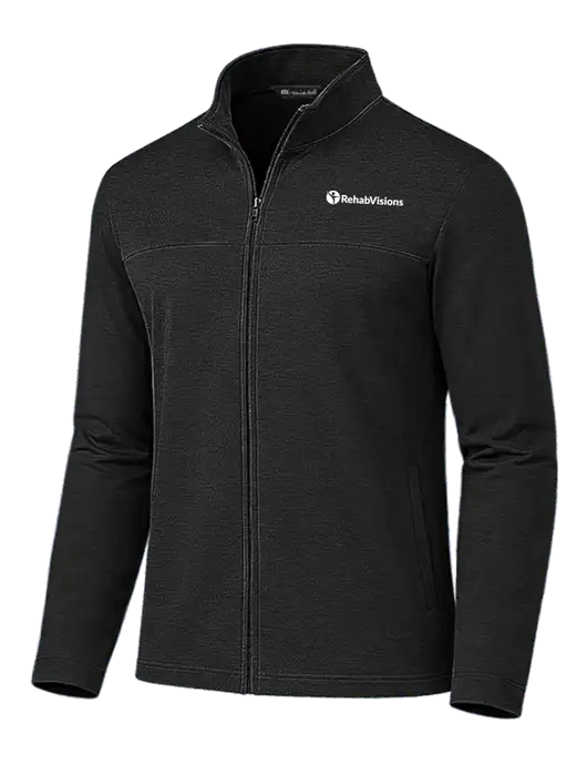 TravisMathew Black Newport Full-Zip Fleece Jacket w/RehabVisions POST Logo