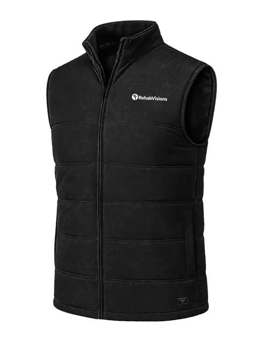 TravisMathew Cold Bay Black Vest w/RehabVisions POST Logo