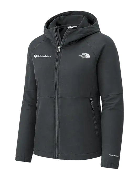 The North Face Womens Very Dark Grey Barr Lake Hooded Soft Shell Jacket w/RehabVisions POST Logo