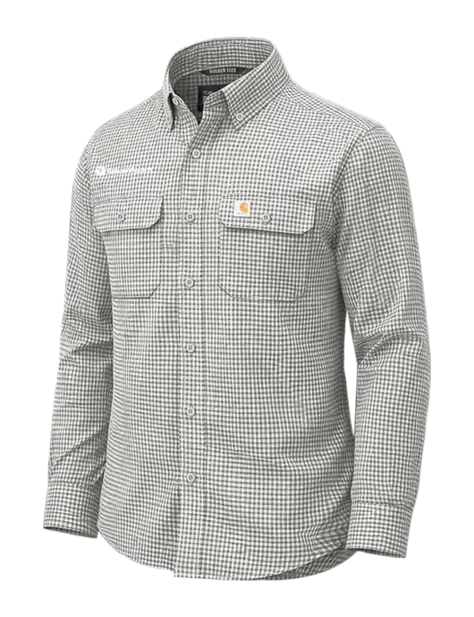 Carhartt Rugged Flex Plaid Light Grey Long Sleeve Shirt w/RehabVisions POST Logo