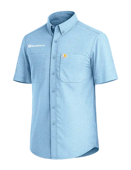 Carhartt Force Sun Defender Light Blue Short Sleeve Shirt  w/RehabVisions POST Logo