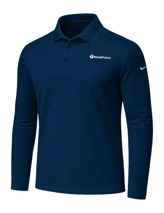 Nike Navy Dri-FIT Micro Pique 2.0 Long Sleeve Polo w/RehabVisions POST Logo