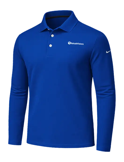 Nike Dark Royal Dri-FIT Micro Pique 2.0 Long Sleeve Polo w/RehabVisions POST Logo