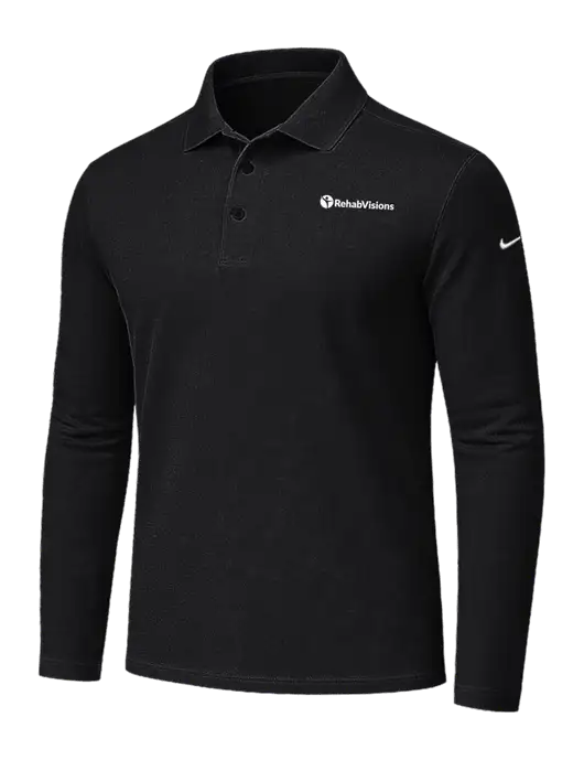 Nike Black Dri-FIT Micro Pique 2.0 Long Sleeve Polo w/RehabVisions POST Logo