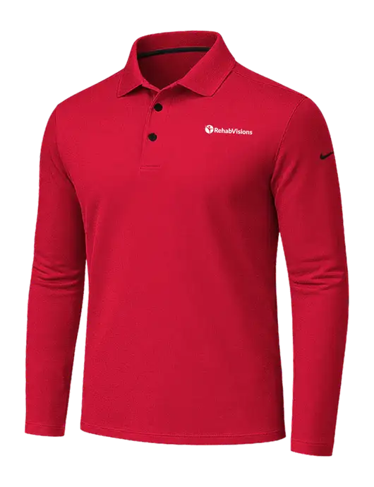 Nike Red Dri-FIT Micro Pique 2.0 Long Sleeve Polo w/RehabVisions POST Logo
