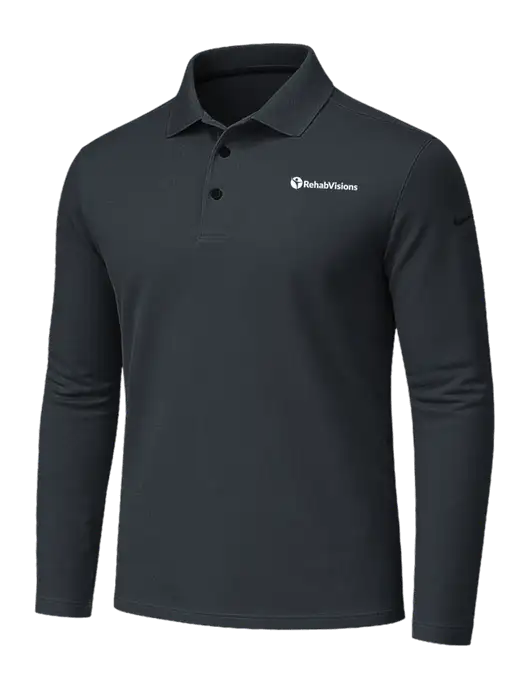 Nike Dark Grey Dri-FIT Micro Pique 2.0 Long Sleeve Polo w/RehabVisions POST Logo