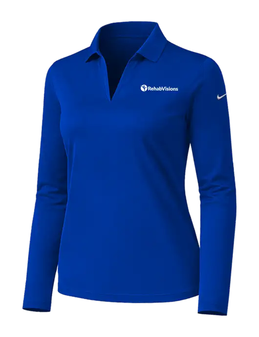 Nike Womens Dark Royal Dri-FIT Micro Pique 2.0 Long Sleeve Polo w/RehabVisions POST Logo