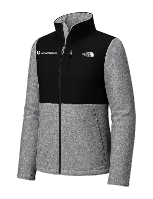 The North Face Womens Dark Medium Grey Heather/Black Highest Peak Full-Zip Fleece Jacket w/RehabVisions POST Logo