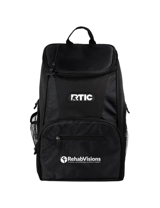 RTIC 15 Can Lightweight Black Backpack Cooler w/RehabVisions POST Logo