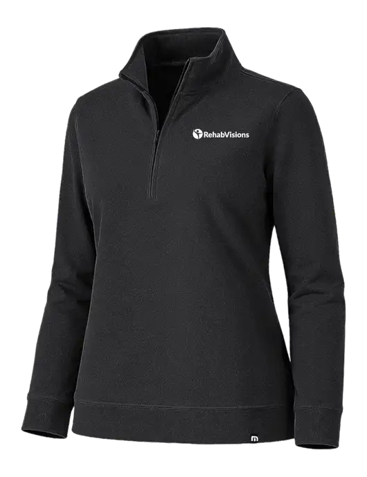 TravisMathew Womens Coveside Black 1/2 Zip w/RehabVisions POST Logo