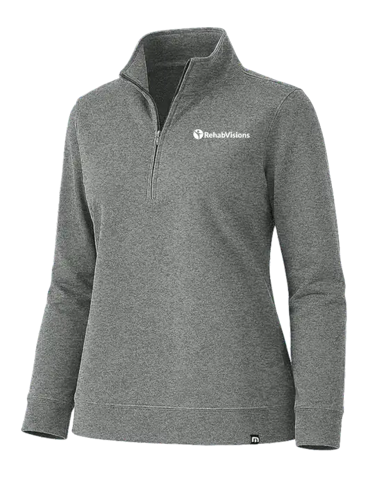 TravisMathew Womens Coveside Medium Dark Grey Heather Heather 1/2 Zip w/RehabVisions POST Logo
