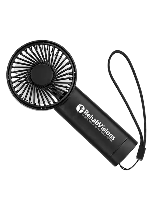 Airpulse 3-Speed Rechargeable Black Fan w/RehabVisions POST Logo