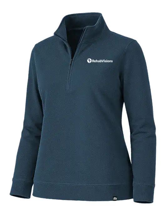 TravisMathew Womens Coveside Navy Heather 1/2 Zip w/RehabVisions POST Logo
