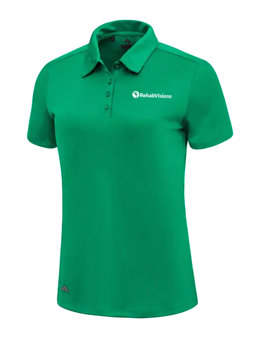 Adidas Medium Green Womens Ultimate Solid Polo w/RehabVisions POST Logo