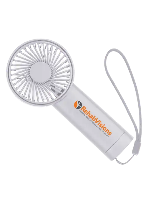 Airpulse 3-Speed Rechargeable White Fan w/RehabVisions POST Logo