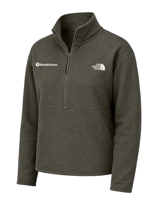 The North Face Womens Dark Olive Double-Knit 1/2-Zip Fleece w/RehabVisions POST Logo