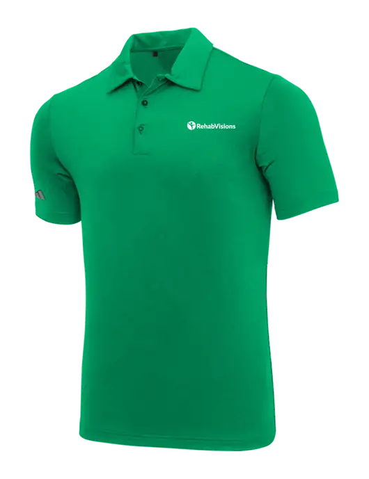 Adidas Medium Green Ultimate Solid Polo w/RehabVisions POST Logo