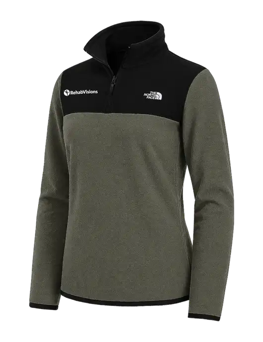 The North Face Womens Dark Olive/Black Glacier 1/4-Zip Fleece w/RehabVisions POST Logo