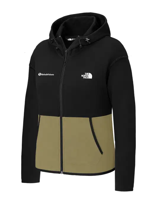 The North Face Womens Black/Dark Tan Double-Knit Full-Zip Hoodie w/RehabVisions POST Logo