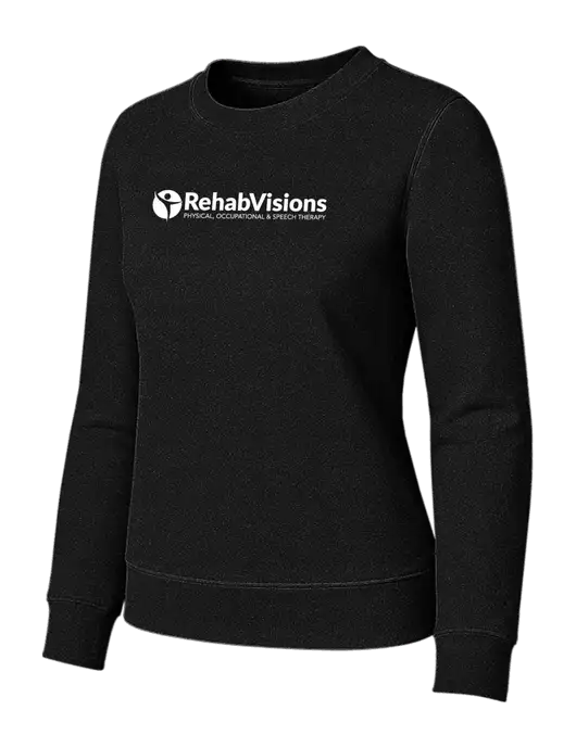 Womens Black Loft Crewneck Sweatshirt w/RehabVisions POST Logo