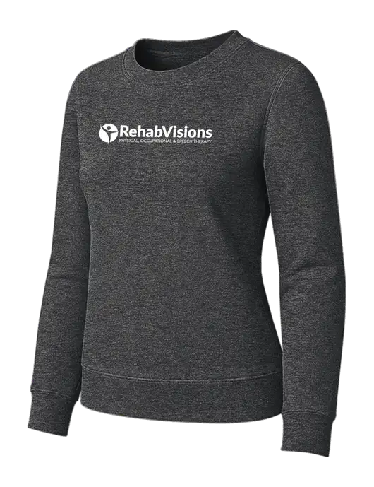 Womens Charcoal Heather Loft Crewneck Sweatshirt w/RehabVisions POST Logo