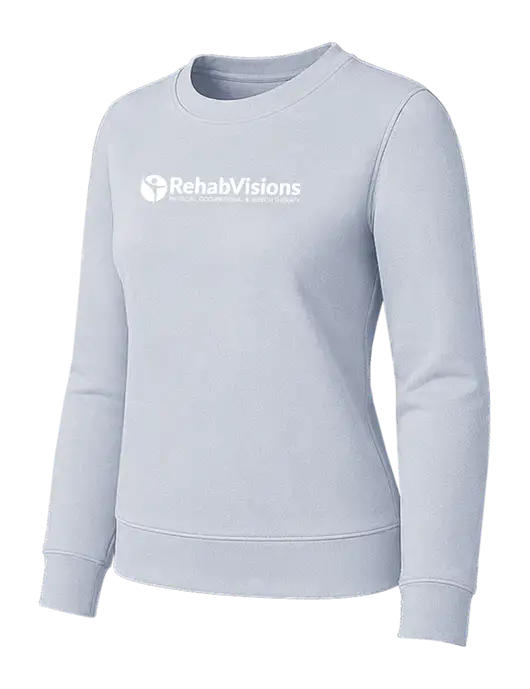 Womens Light Slate Loft Crewneck Sweatshirt w/RehabVisions POST Logo
