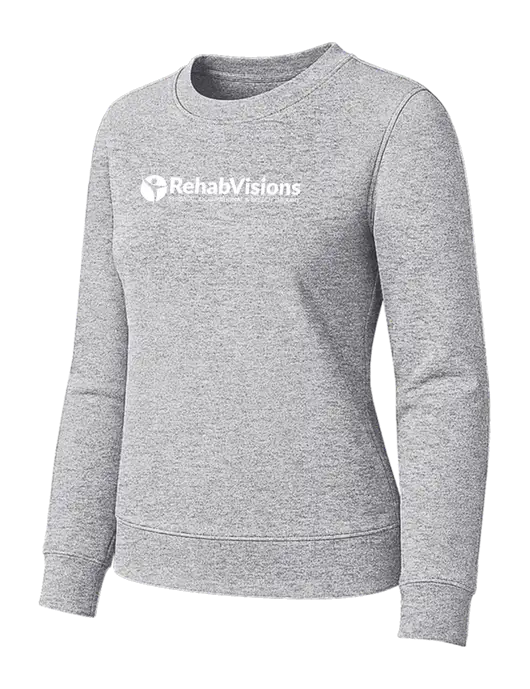 Womens Light Grey Heather Loft Crewneck Sweatshirt w/RehabVisions POST Logo
