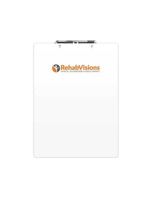 White Plastic Clipboard Letter Size w/RehabVisions POST Logo
