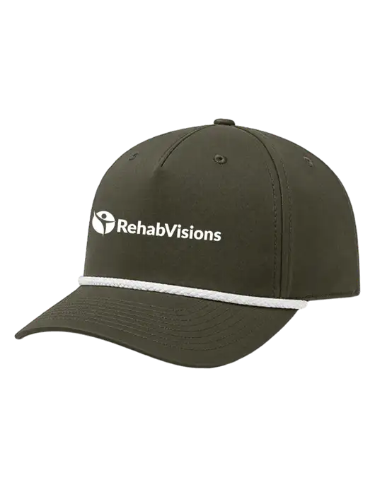 Richardson 5-Panel Classic Dark Olive/White Rope Cap w/RehabVisions POST Logo