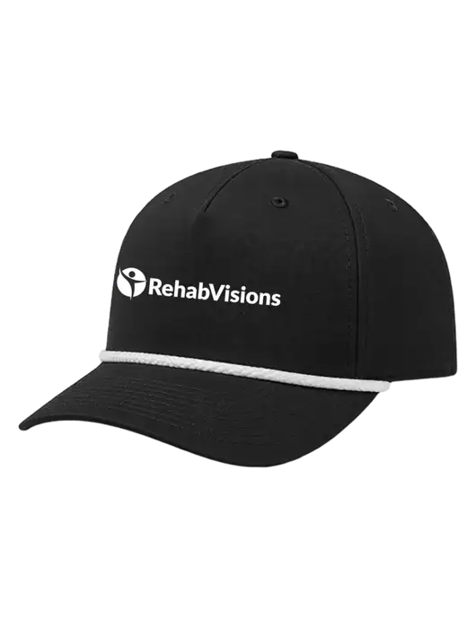 Richardson 5-Panel Classic Black/White Rope Cap w/RehabVisions POST Logo