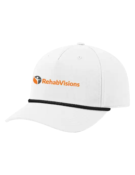 Richardson 5-Panel Classic White/Black Rope Cap w/RehabVisions POST Logo