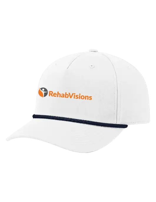 Richardson 5-Panel Classic White/Navy Rope Cap w/RehabVisions POST Logo