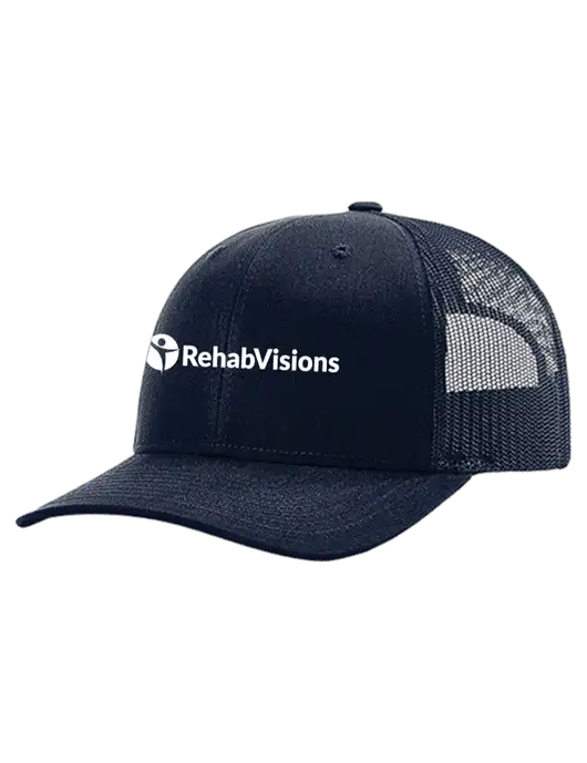 Richardson 112+ R-Flex Dark Navy Trucker Cap w/Dark Navy Mesh w/RehabVisions POST Logo