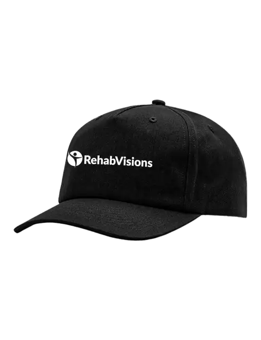 Richardson 5-Panel Black Relaxed Gramps Cap w/RehabVisions POST Logo