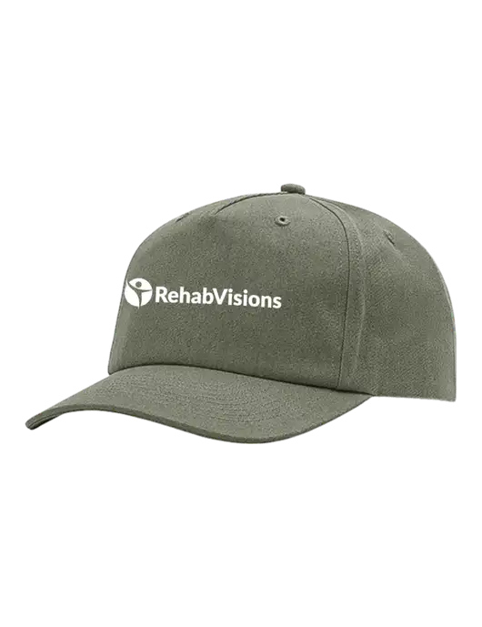 Richardson 5-Panel Light Olive Green Relaxed Gramps Cap w/RehabVisions POST Logo