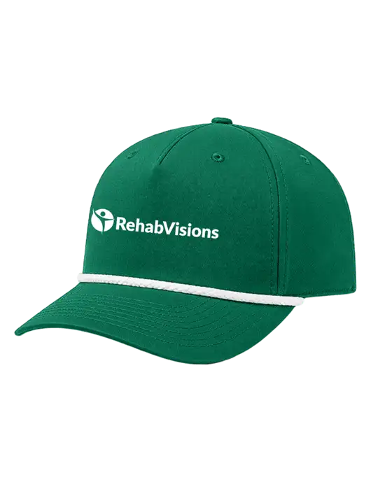 Richardson 5-Panel Classic Medium Dark Green/White Rope Cap w/RehabVisions POST Logo