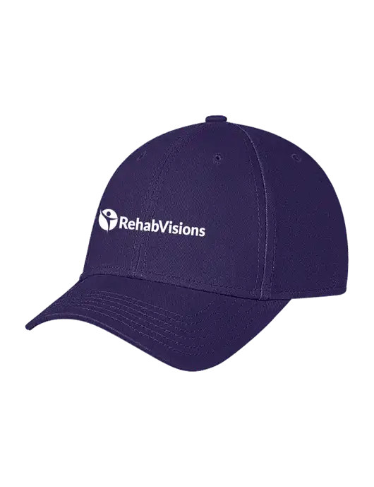 Dark Purple Structured Soft Snap Closure Hook & Loop Cap w/RehabVisions POST Logo