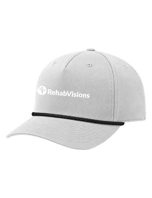 Richardson 5-Panel Classic Light Grey/Black Rope Cap w/RehabVisions POST Logo