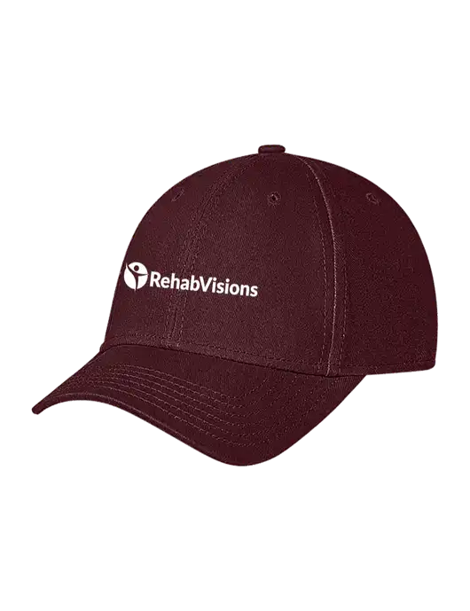 Maroon Structured Soft Snap Closure Hook & Loop Cap w/RehabVisions POST Logo