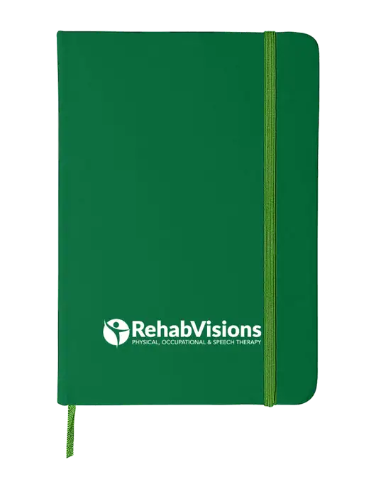 Medium Green Comfort Touch Bound Journal 5" X 7" w/RehabVisions POST Logo