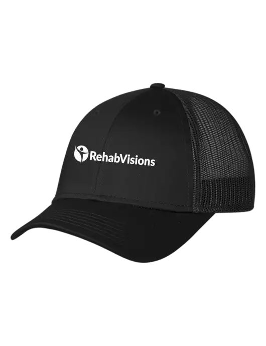 Black Mesh Trucker Cap Snap Back w/RehabVisions POST Logo