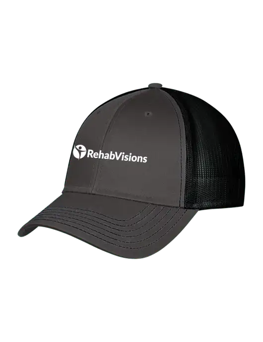 Charcoal & Black Mesh Trucker Cap Snap Back w/RehabVisions POST Logo