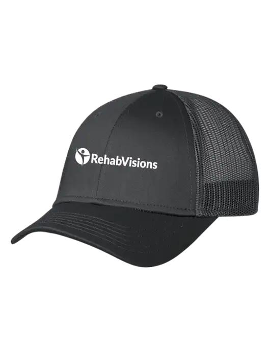 Charcoal Mesh Trucker Cap Snap Back w/RehabVisions POST Logo
