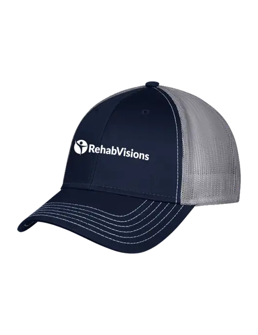 Navy/Grey Mesh Trucker Cap Snap Back w/RehabVisions POST Logo