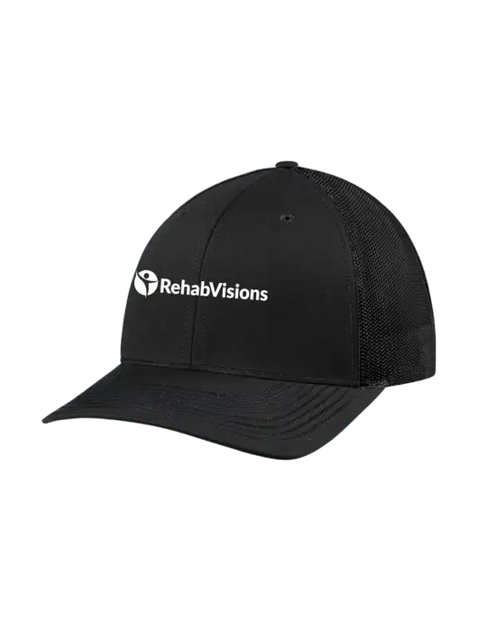 Richardson Adjustable Snapback Original 112 Trucker Cap Black w/Black Mesh w/RehabVisions POST Logo