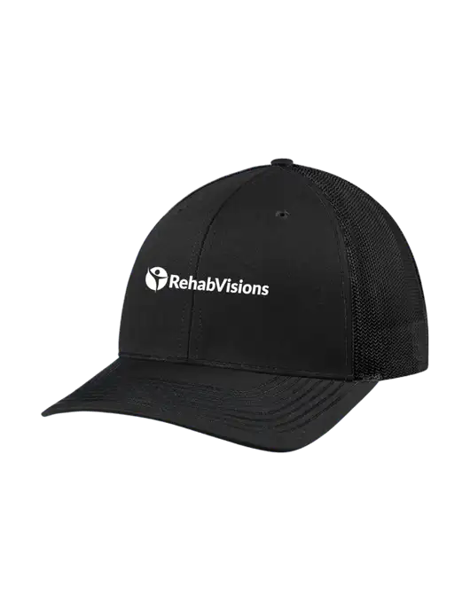 Richardson Adjustable Snapback Original 112 Trucker Cap Black w/Black Mesh w/RehabVisions POST Logo