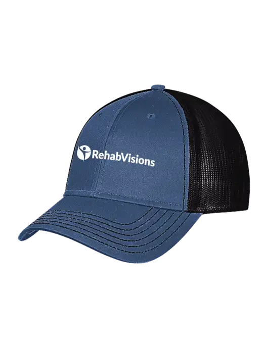 Dark Royal/Black Mesh Trucker Cap Snap Back w/RehabVisions POST Logo