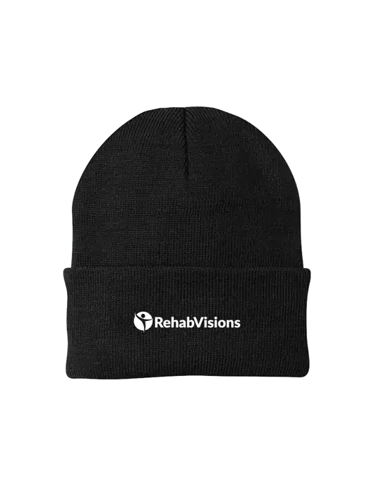 Black Knit Cap w/RehabVisions POST Logo